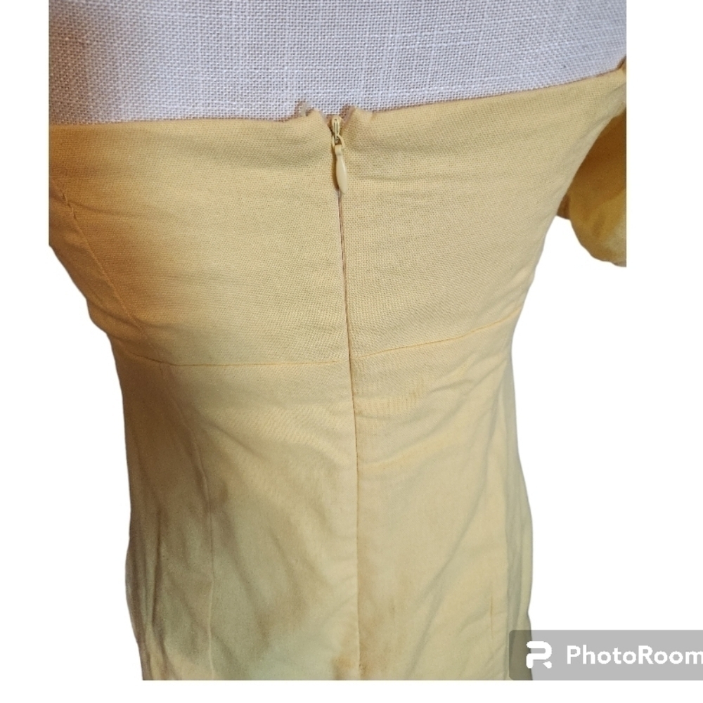 ALTAR'D STATE Knot Front Puff Sleeve Babydoll Sundress Yellow linen cott… - Picture 7 of 7
